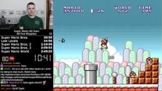 (2:42:37) Super Mario All-Stars - All Five Warpless speedrun *Former World Record*
