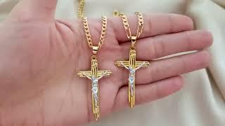 18k Gold Cross Chain Necklace Gold Cross Pendant Necklace For Men Gift For Him Boyfriend