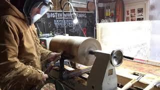 Woodturning an elm vase