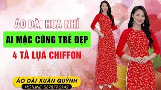  08.7879.2142 Áo Dài Hoa Nhí Đỏ Ai Mặc Cùng Trẻ Đẹp HN68 - Áo Dài Xuân Quỳnh