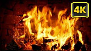  BURNING FIREPLACE 4K & Crackling Fire Sounds  Relaxing Fireplace for Stress Relief, Study, Sleep