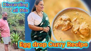 Discarding all this….|Goan Style easy n tasty Egg Drop Curry|Goan Egg masala tonak curry|easy making