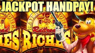 IT'S A JACKPOT!! GOLD TRAIN TRIGGERED!  RAILROAD RICHES (SHERIFF) Slot Machine (SEGA SAMMY)