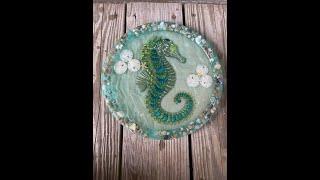 #60 Resin Velvet Sand Seahorse Ocean Tray