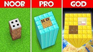 Minecraft Battle: TALLEST BLOCK HOUSE BUILD CHALLENGE - NOOB vs PRO vs HACKER vs GOD in Minecraft!