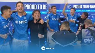 Antonio Conte's press conference gatecrashed by singing Napoli players after Scudetto glory 