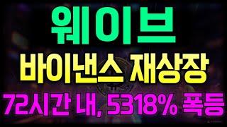 [웨이브코인] 바이낸스 재상장 발표!! 3일간 5318% 폭등한다!!