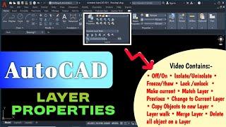 AutoCAD Tutorial For Beginners | Layer Properties Toolbar Complete Explain | All Option