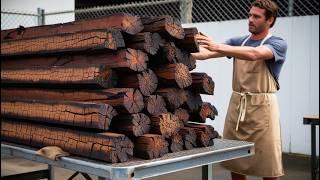 Crafting a One-of-a-Kind Japanese-Style Coffee Table Using Reclaimed Wooden Beams from the House