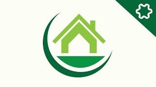 How to make Green Eco Home / House Logo Design in Adobe illustrator - Simple logo tutorial