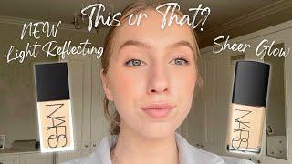 NEW NARS Light Reflecting Foundation vs. NARS Sheer Glow  | Side by Side Comparison + Wear Test