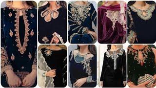 50 + Latest Velvet Neck Designs 2024 || Velvet Suit Designs / Velvet Gala Design