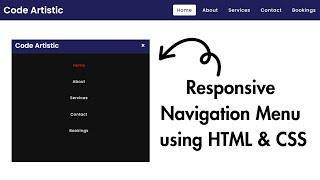 Responsive navigation menu bar design using only HTML and CSS