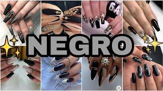 Tendencias Uñas Negras 2024 Diseños de Uñas Acrilicas Negras Modernas#uñas #tendencias #nailart