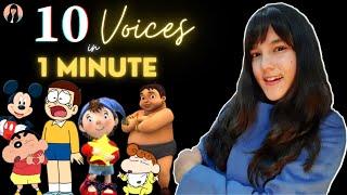 Challenge: 10 different voices in 1 minute || Muskan Katoch ||