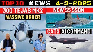 Indian Defence Updates : 300 Tejas MK2 Order,S5 SSBN New Powerful Reactor,CATS Warrior AI Command