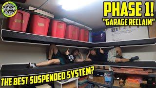 DIY Garage Storage Shelves - Threaded Rod Suspension System