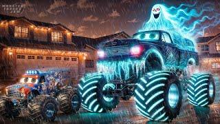 The Great Escape: Ghost Monster Truck Chasing Grave Digger Action-Packed Adventure | Monster Trucks