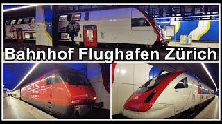 Zurich Airport Railways Station / Züge beim Bahnhof Zürich Flughafen, Kanton Zürich, Schweiz 2022