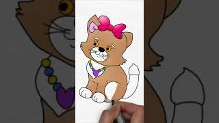 #shorts How to draw a beautiful cat with a bow easily, drawings for children for sketching