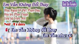 Karaoke Em Vẫn Không Đổi Thay | Rumba | Tone Nữ Trầm (Am,Tp:95) | Quốc Dân Karaoke