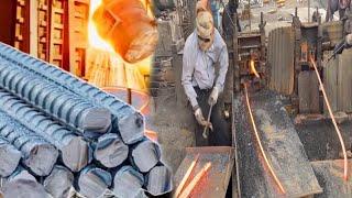 Amazing Production Process of Iron Rods in Factory || Manufacturing of Steel Bars in Steel Industry