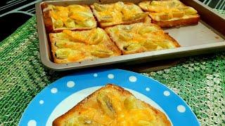 Roti bakar pisang berkeju / cheesy banana toast  bread recipe