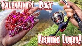 DIY Valentines Day Decorations Fishing Lure Catches Fish!! (Fishing Challenge)