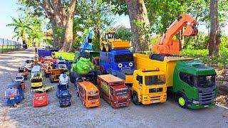 Mobil Truk Tronton Panjang Penuh Mobil Mobilan Truk Oleng, Bus Basuri, Excavator, Mobil Balap