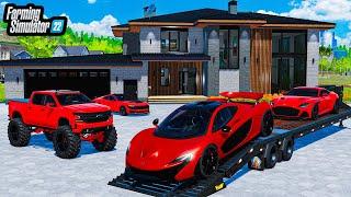 MILLIONAIRES ULTRA-MODERN MANSION! (SUPERCARS AND TOYS) | FS22