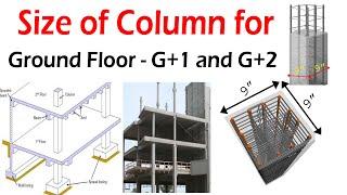 Size of Column for Ground Floor - G+1 and G+2 Domestics Building | Standard Size of Column for House