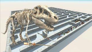 LAST SURVIVOR - ESCAPE FROM SKELETON T-REX - MAZE COURSE - ARBS - Animal Revolt Battle Simulator