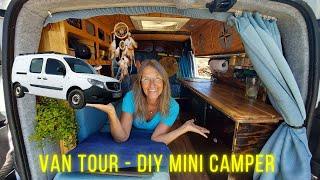 61-year-old psychologist buidt mini camper herself | full time VAN LIFE | VAN TOUR, van conversion