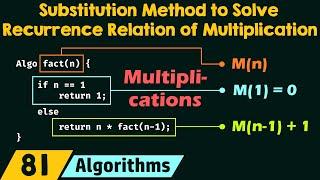 Substitution Method to Solve Recurrence Relation of Multiplications