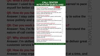 Call Center Interview Questions and Answers | Call Center Job Interview Questions and Answers