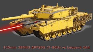 125mm 3BM42 APFSDS (T-80U) vs Leopard 2A4 Upper Front Hull - Armor Piercing Simulation