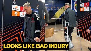 Antony was spotted on crutches after being taken off due to his injury vs Fenerbahce | Man Utd News