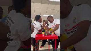 Sports minister, Mustapha Ussif tests his strength with a female armwrestler | Ameyaw Tv