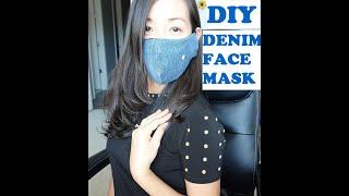 DIY How to Make a Denim Face Mask No Sewing Machine | Huong Harmon