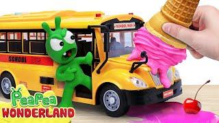 Pea Pea Tries To Wash The Ice Cream Bus | Bus Cartoon for Kids