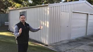 Mr. Bond shows the features of a Colorbond Double Garage plus Side Workshop