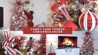 CANDY CANE THEMED CHRISTMAS TREE | Decorate with me | VLOGMAS DAY 1