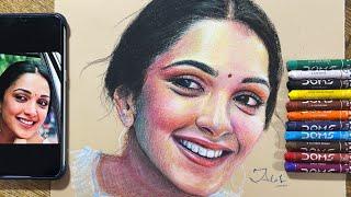 How to draw using cheap Oil Pastels | Kiara Advani painting