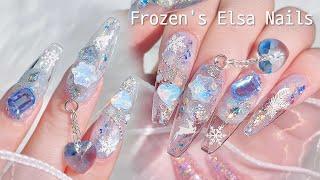 Winter Queen Elsa Nails️️ How to Nail Refill Glitter Nails/Unboxing/Nail art ASMR