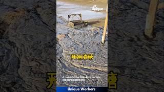 Cleaning up the lake with powerful machine - The workers do their job perfectly || #machine #shorts