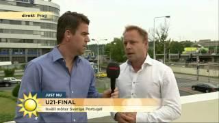 Patrick Ekwall och Anders Andersson snackar upp U21-finalen - Nyhetsmorgon (TV4)