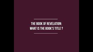 REVELATION: What is the book's title?