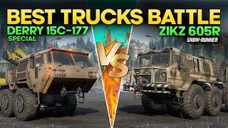 Best Truck Battle New Derry Special 15C-177 vs ZiKZ 605r in SnowRunner Which truck is Ultimate King?