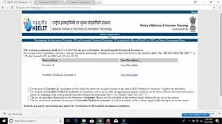 RESULT OUT NIELIT 17-12-2017  Scientist -B Scientific/Technical Assistant-A ||AWILL GURU