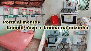 FAXINA NA COZINHA SIMPLES   MOTIVAÇÃO DE LIMPEZA || USEI OS PORTA MANTIMENTOS